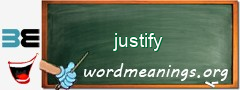 WordMeaning blackboard for justify